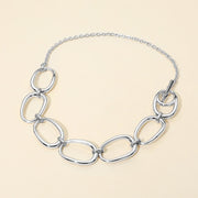 Stainless Steel Bold Oval Link Toggle Necklace