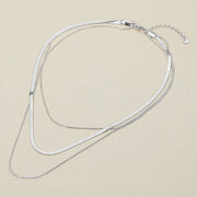 SECRET BOX_Stainless Steel Triple Layered Snake Chain Necklace