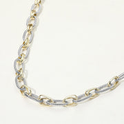 14K Gold Plated Two Tone Rope Link Chunky Chain Necklace