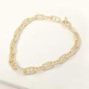 14K Gold Plated Bold Textured Mariner Link Chain Necklace