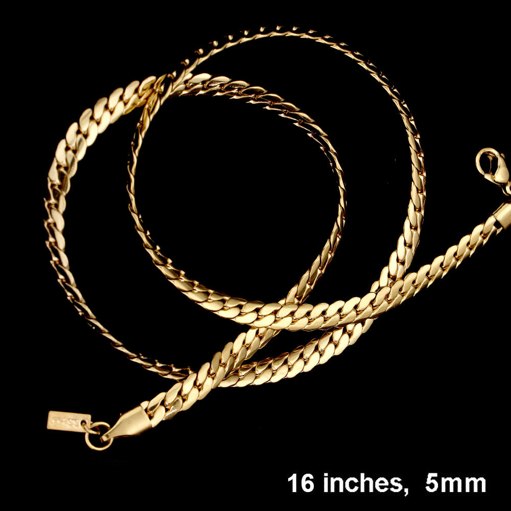 16 INCH, 5mm Stainless Steel Metal Chain Necklace