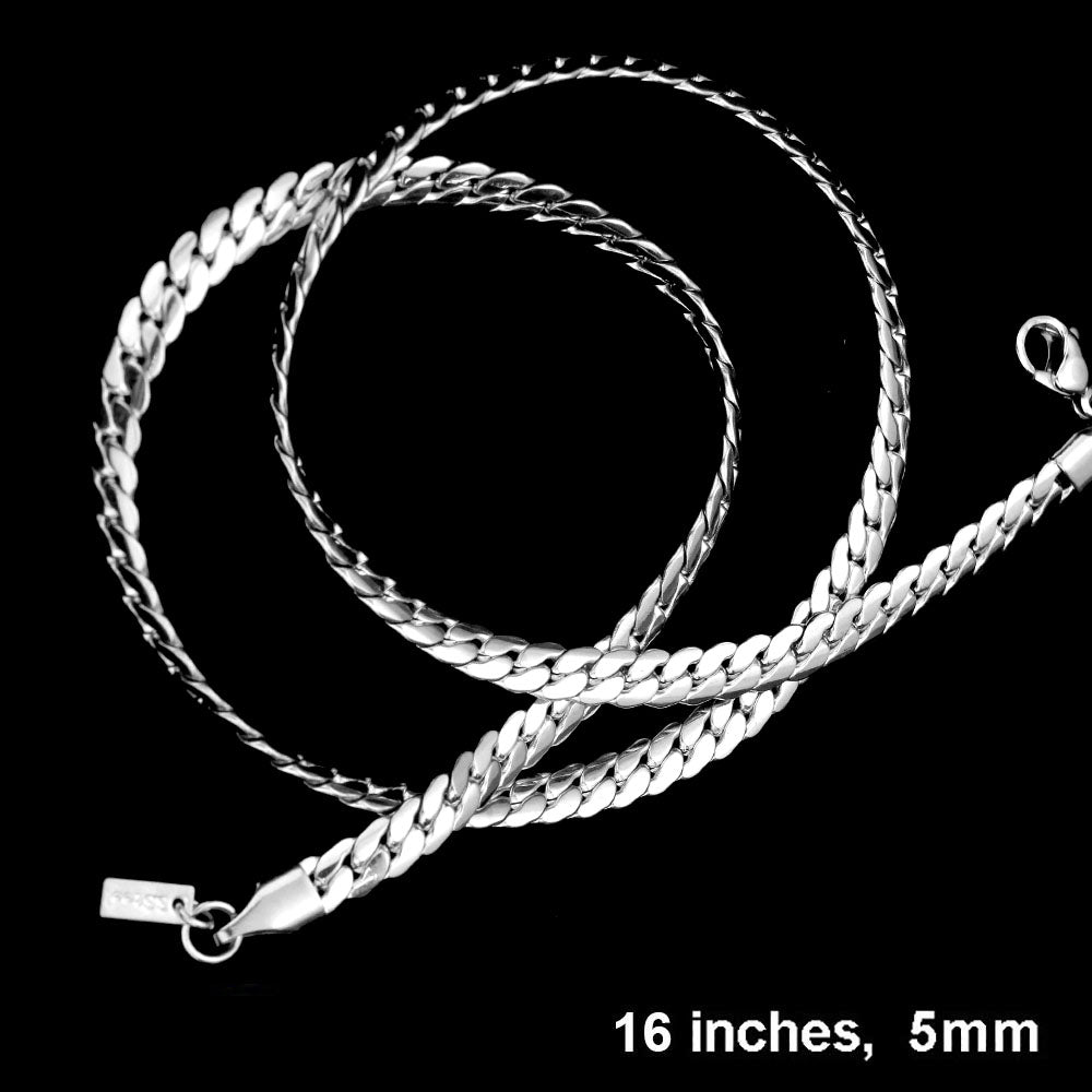 16 INCH, 5mm Stainless Steel Metal Chain Necklace