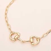 Horsebit Link Accent Paperclip Chain Necklace