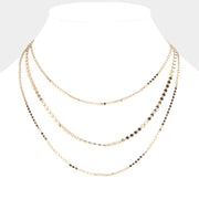 Metal Chain Triple Layered Necklace