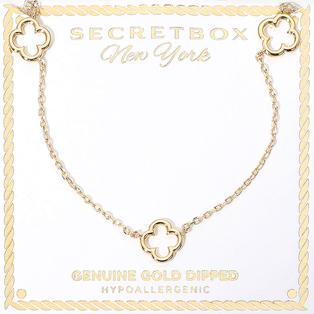 SECRET BOX_Genuine Gold Dipped Open Quatrefoil Station Necklace