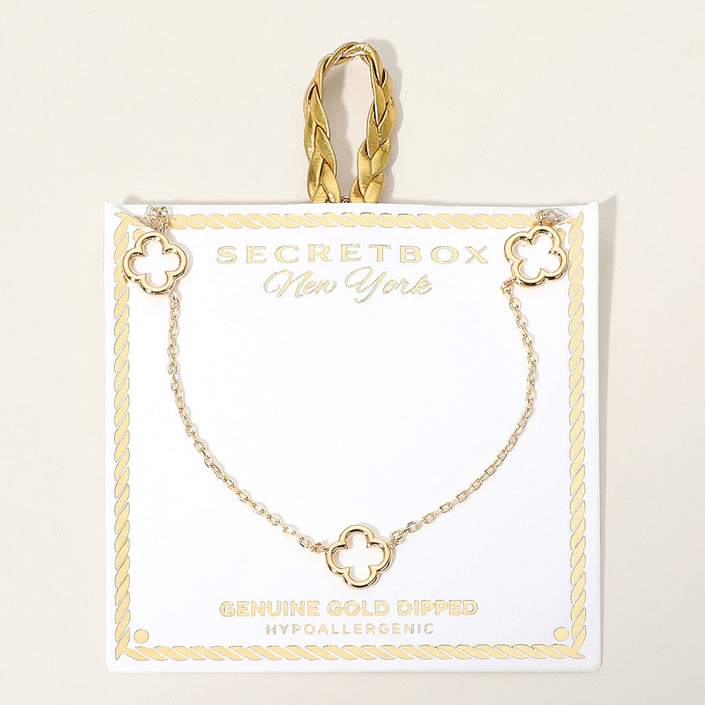 SECRET BOX_Genuine Gold Dipped Open Quatrefoil Station Necklace
