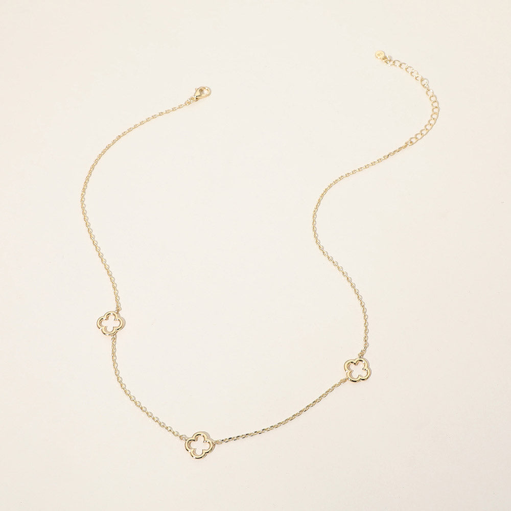 SECRET BOX_Genuine Gold Dipped Open Quatrefoil Station Necklace