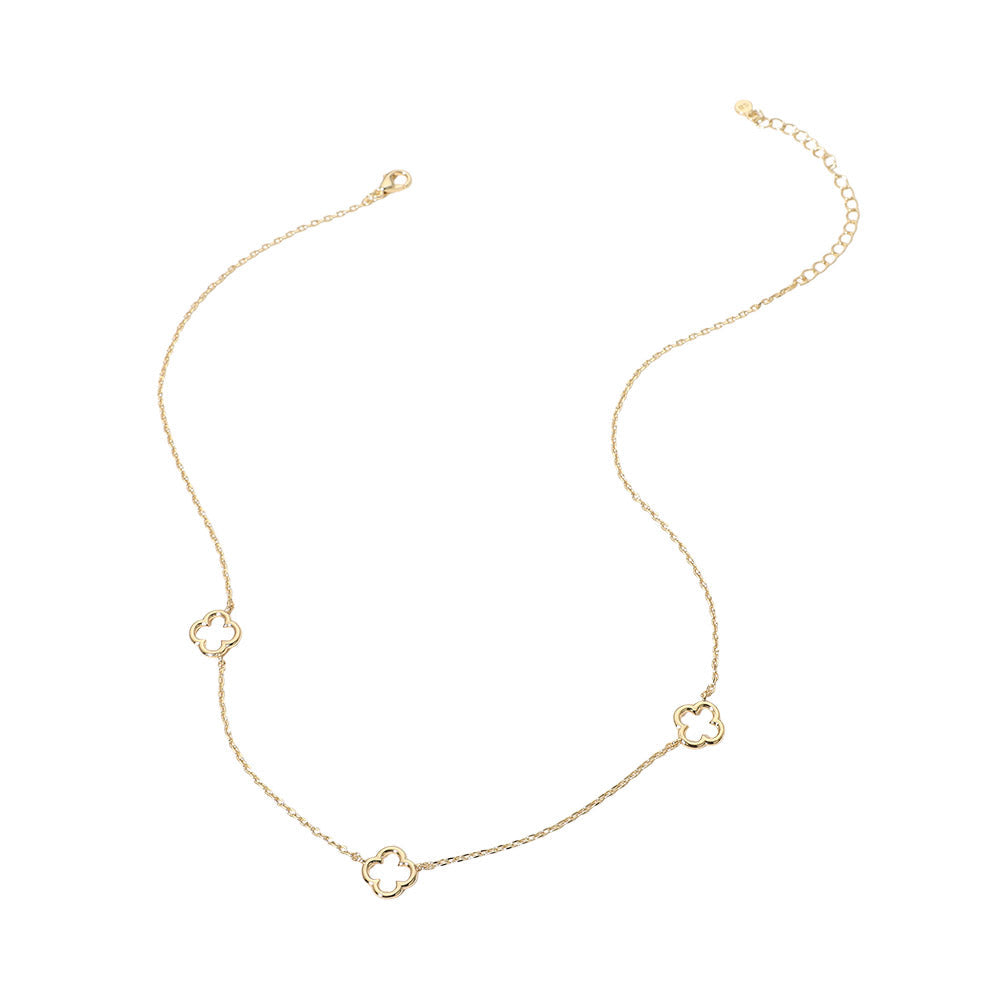 SECRET BOX_Genuine Gold Dipped Open Quatrefoil Station Necklace