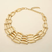 Bold Geometric Metal Bar Link Layered Necklace