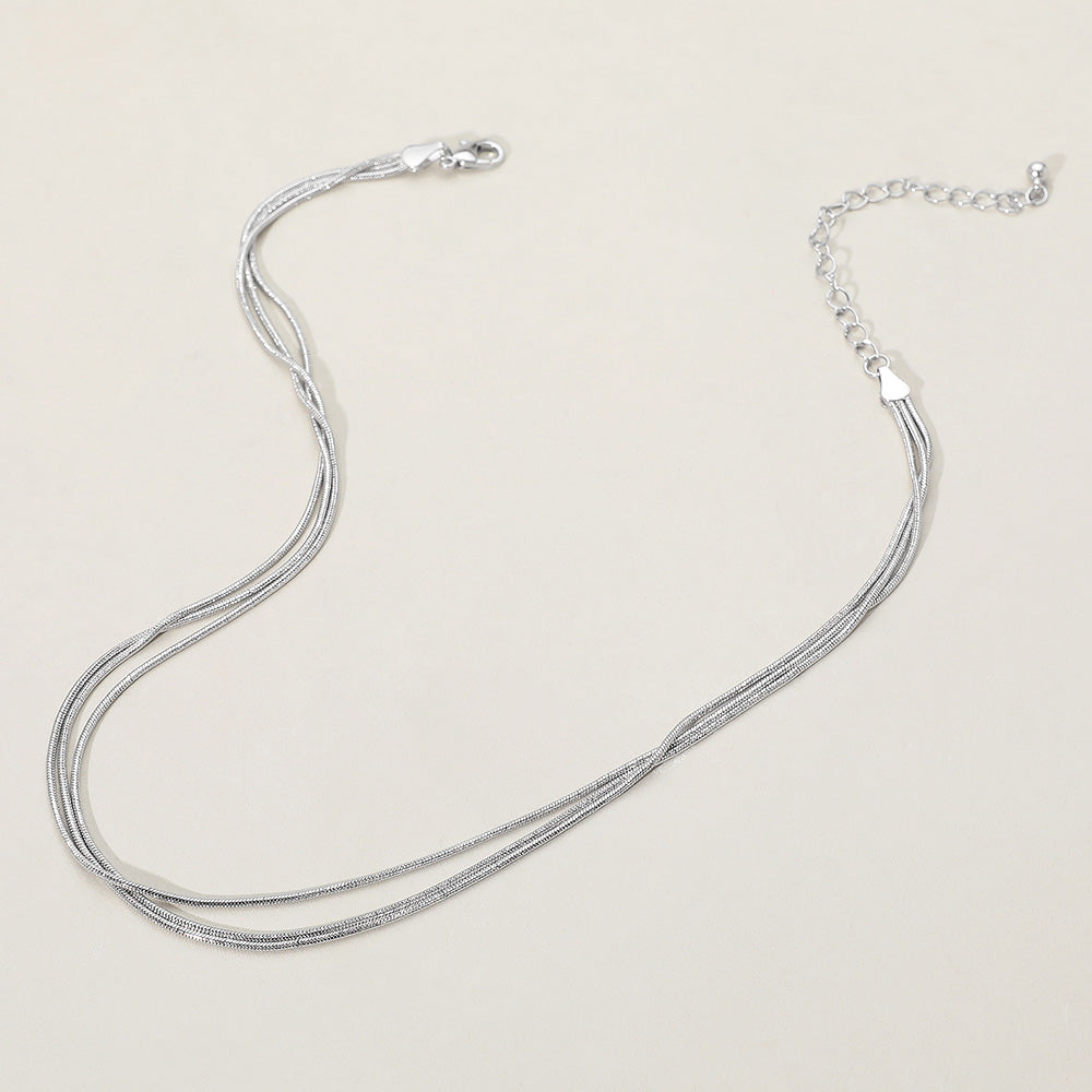 Triple Layered Brass Chain Necklace