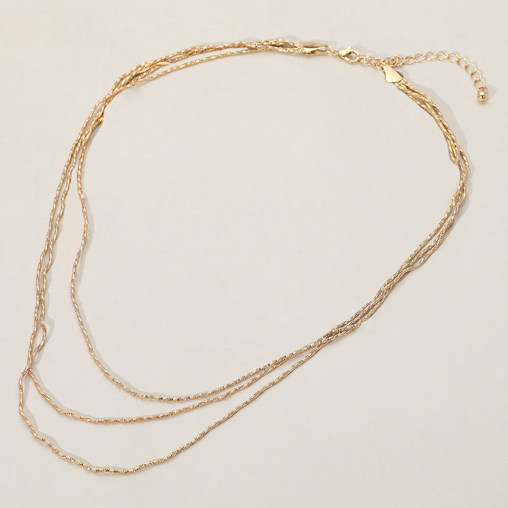 Triple Layered Brass Chain Necklace