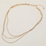 Triple Layered Brass Chain Necklace