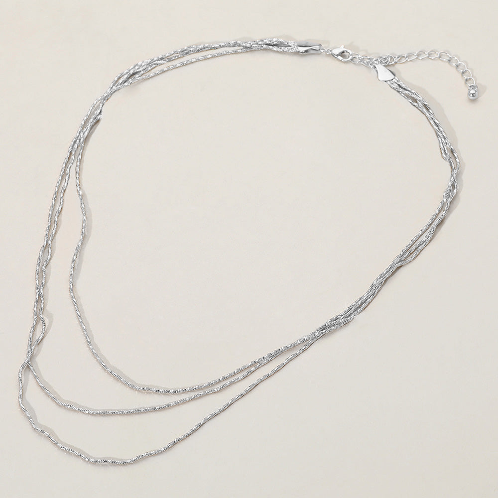 Triple Layered Brass Chain Necklace