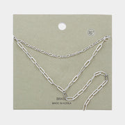 Brass Metal Open Metal Link Double Layered Y Necklace