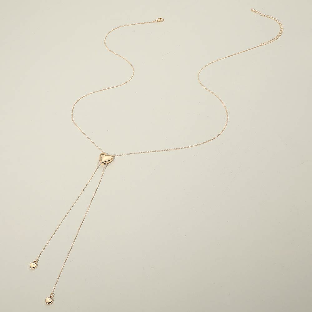 Heart Charm Accent Drop Necklace