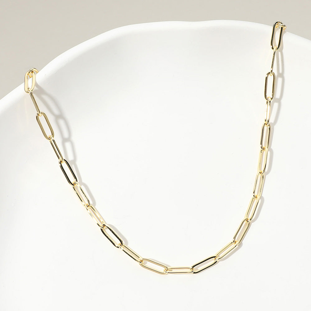 Stainless Steel 14K Gold Plated Paperclip Chain Necklace