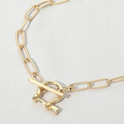 18K Gold Dipped Toggle Closure Paperclip Chain Necklace