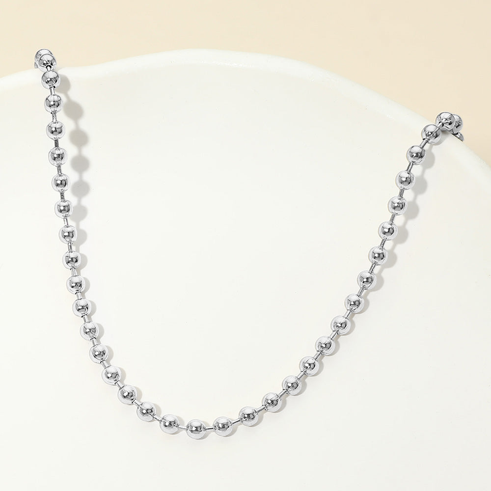 Stainless Steel Beaded Chain Necklace