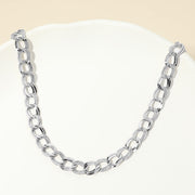 Stainless Steel Textured Link Chain Necklace