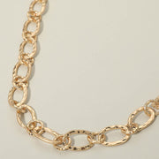 Hammered Metal Oval Link Necklace