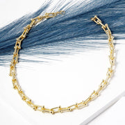 Gold Dipped Textured Metal Hardware Chain Necklace