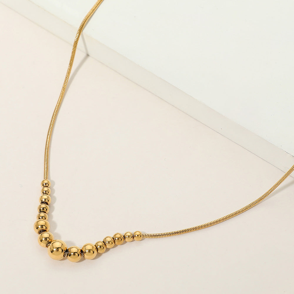 Stainless Steel Beaded Snake Chain Necklace
