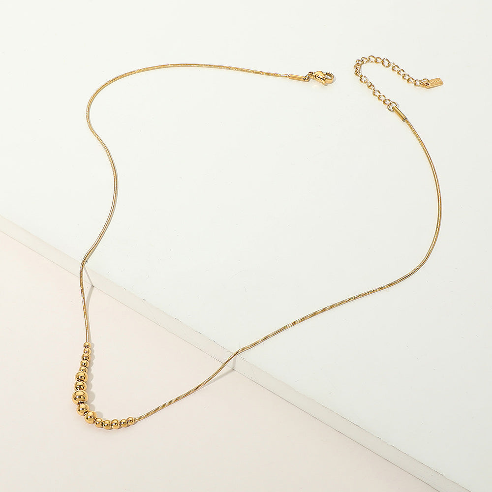 Stainless Steel Beaded Snake Chain Necklace