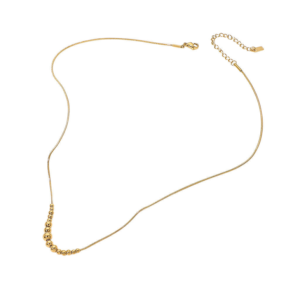 Stainless Steel Beaded Snake Chain Necklace