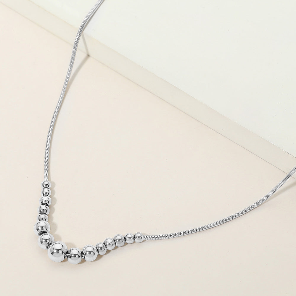 Stainless Steel Beaded Snake Chain Necklace