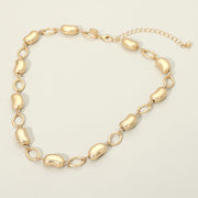 Modern Metal Bean Link Necklace