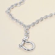 Bold Metal Carabiner Pendant Accent Drop Chain Necklace