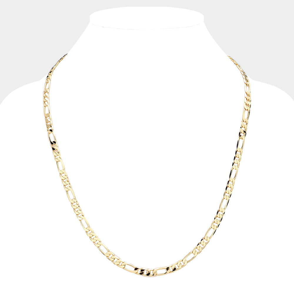 Gold Plated 24 Inch 6mm Figaro Metal Chain Necklace