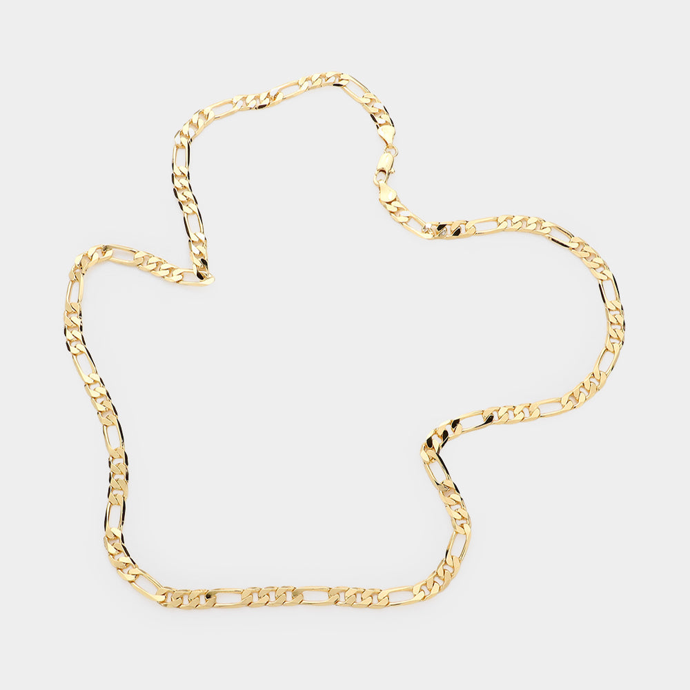 Gold Plated 24 Inch 6mm Figaro Metal Chain Necklace