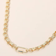 Metal Carabiner Accent Textured Link Chain Necklace