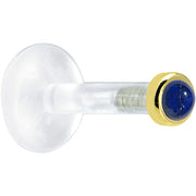 Solid 14K Yellow Gold 2mm Genuine Blue Lapis Lazuli Bioplast Push in Monroe
