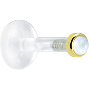 Solid 14K Yellow Gold 2mm Genuine Rainbow Moonstone Bioplast Push in Monroe