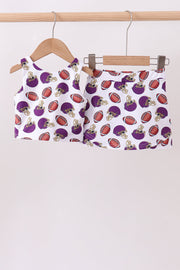 Purple active football print skort set