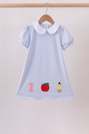 Blue School Applique Dress