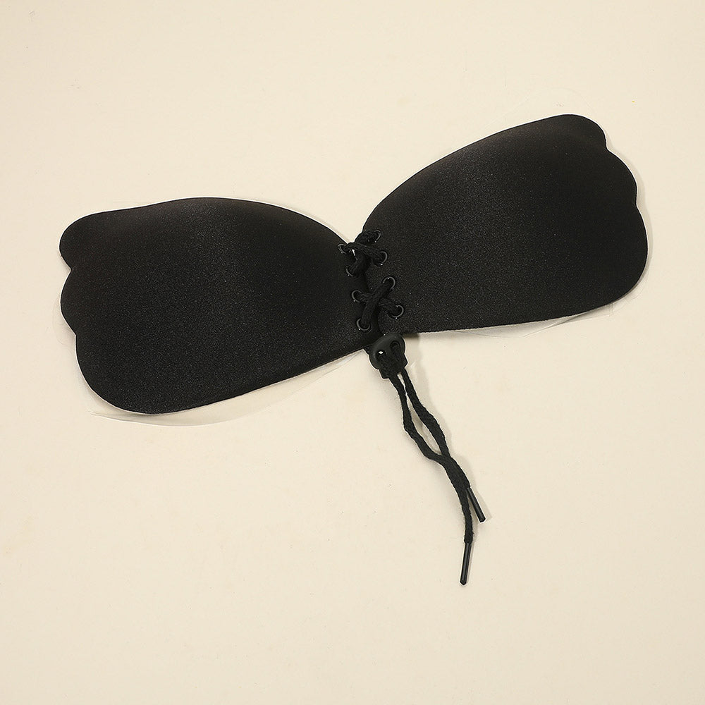 B Cup Backless Strapless Adhesive Lace-Up Push-Up Wing Bra