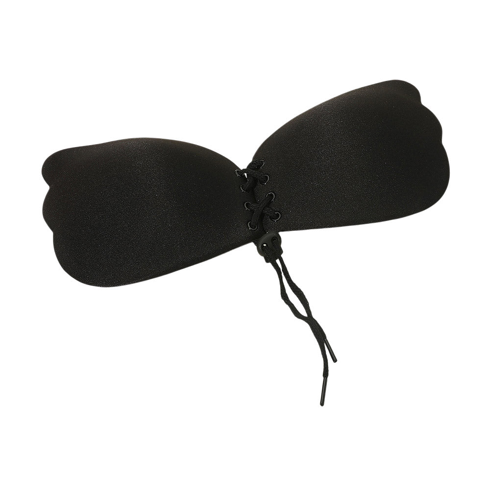 B Cup Backless Strapless Adhesive Lace-Up Push-Up Wing Bra