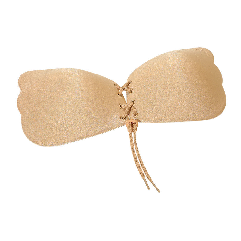 B Cup Backless Strapless Adhesive Lace-Up Push-Up Wing Bra