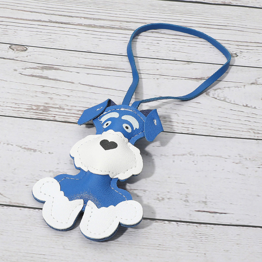 Faux Leather Adorable Dog Bag Charm