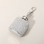 1oz Bling Studded Stainless Steel Mini Flask Keychain Bag Charm