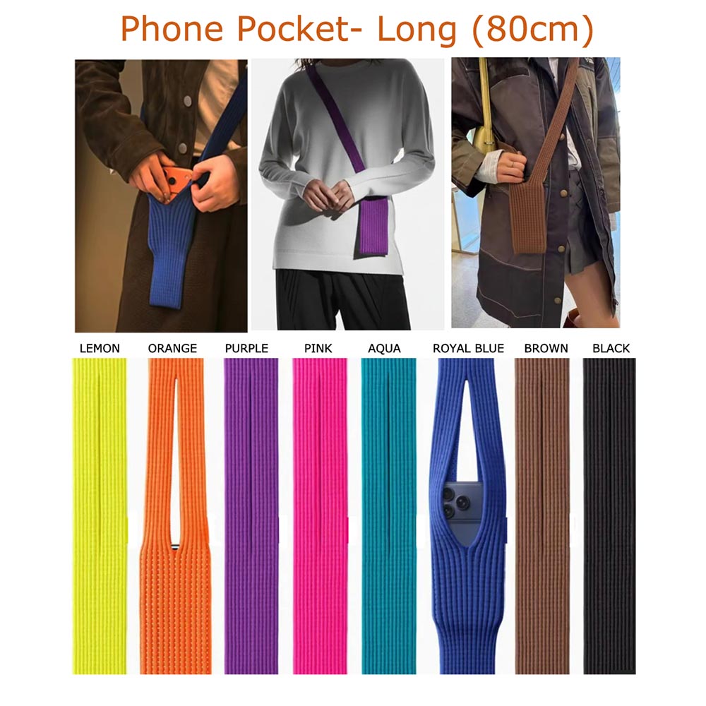 Long Ribbed Knit Stretch Phone Pouch Phone Holder