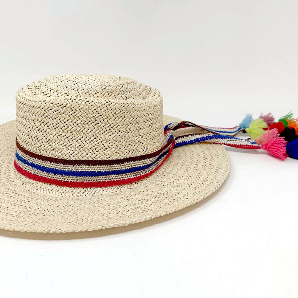 Striped Crochet Tassel Tip Hat Band