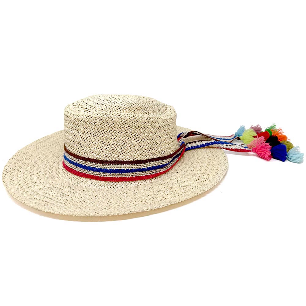 Striped Crochet Tassel Tip Hat Band