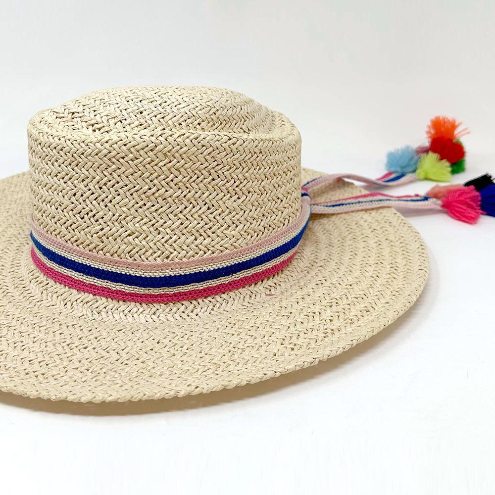 Striped Crochet Tassel Tip Hat Band