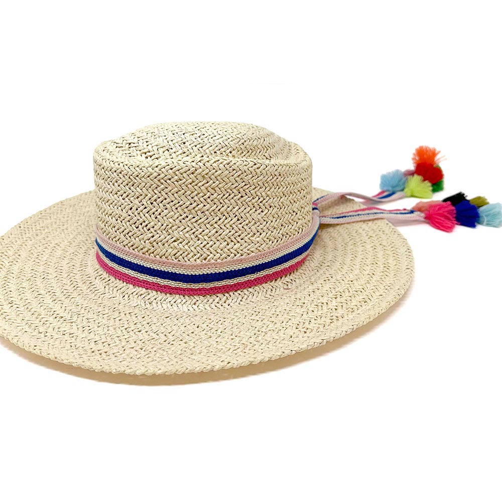 Striped Crochet Tassel Tip Hat Band