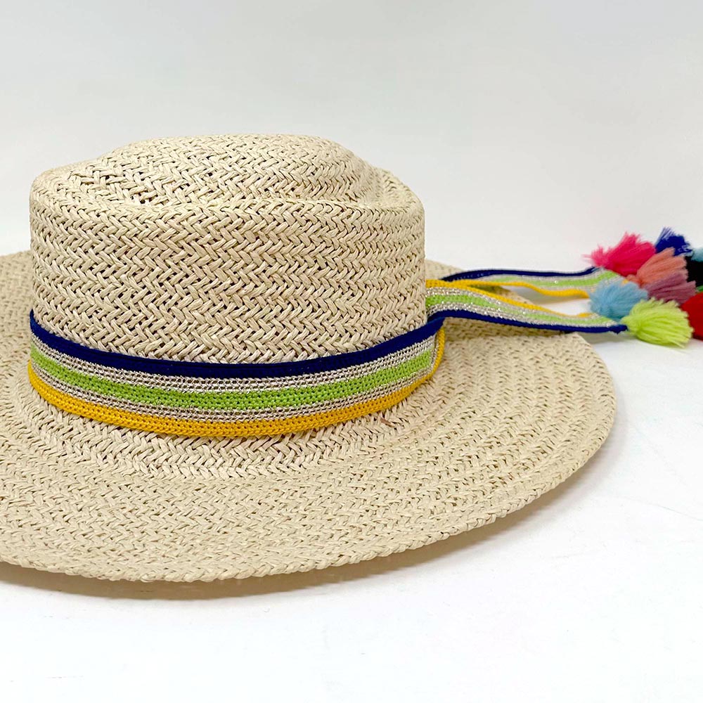 Striped Crochet Tassel Tip Hat Band
