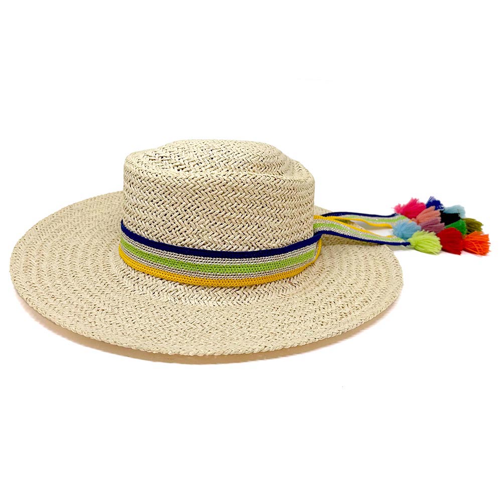 Striped Crochet Tassel Tip Hat Band